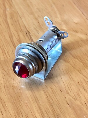 Vintage RED glass faceted lens dash gauge panel light Hot Rod 5/8 DIALCO OLD