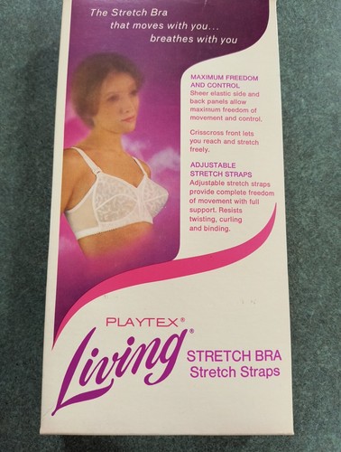 Vintage 70's / 80's Playtex Living Stretch Bra Stretch Straps 36D White NOS - Picture 10 of 11