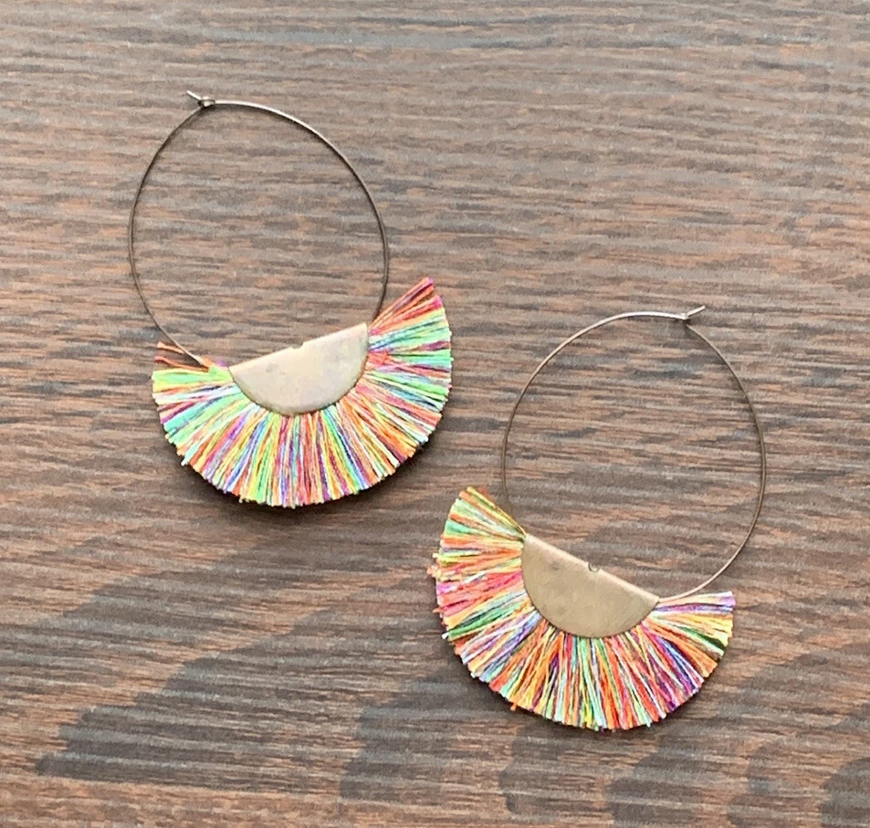 Silk thread hoop best sale earrings