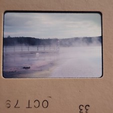 1970s Yellowstone National Park Snapshot Photo, Steam, Thermals