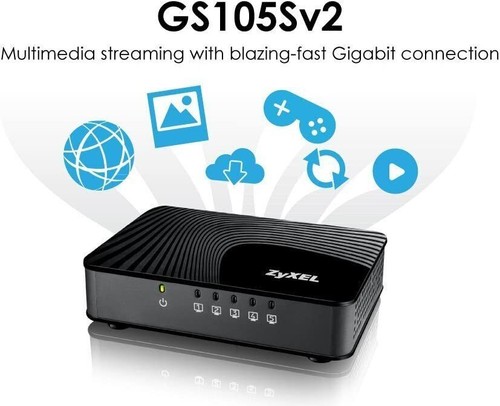 Conmutador de medios Gigabit Ethernet de escritorio ZyXEL GS105SV2 5 puertos - 5 puertos 10/100/1000 - Imagen 8 de 9