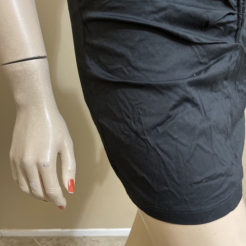 Women’s Black Cotton Casual Summer Stretch Slim Pleated Zipper Mini Size S Skirt - Picture 6 of 17