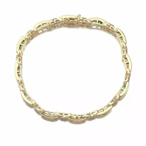 4.30CT 14K Yellow Gold Plated Tennis Bracelet Ruby Sapphire & Emerald 925 Silver - Picture 3 of 4