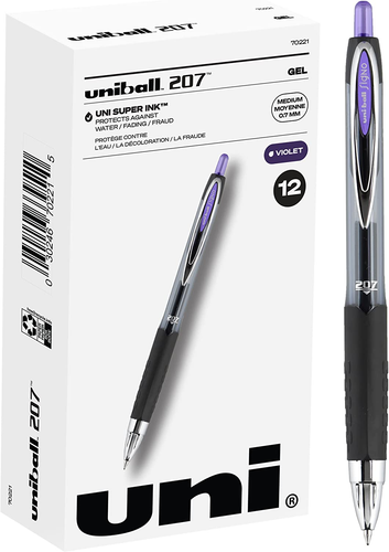 207 Retractable Gel Pens, Medium Point, Purple Ink, Pack of 12 - Picture 11 of 12