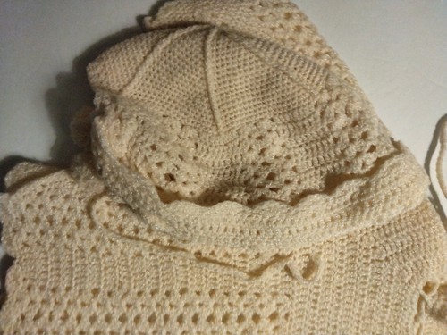 Suéter y gorro bebé ganchillo a mano vintage perfecto estado sin etiquetas ver fotos - Imagen 14 de 17