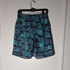 Nike Blue and Black Geometric Patterned Swimming Trunks Size Small