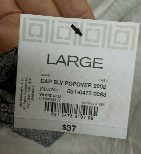 Liz Claiborne High Low Blouse Size L NWT Floral Cap Sleeve Pocket Button Placket - Picture 12 of 12