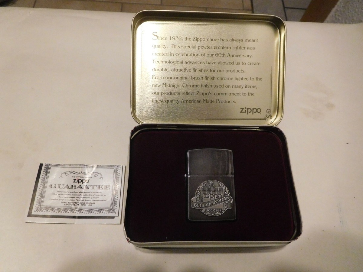 Original Zippo Dose mit Feuerzeug ,60th, Anniversary 1932-1992 