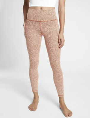 NWOT Athleta Salutation Stash II Textured Tight S Micro Cheetah Textured Rust