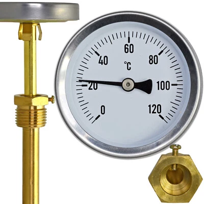 ESCO Thermometer 120 C Bimetal Analog Temperature gauge 1/2 " rear 50 100 150 200 300