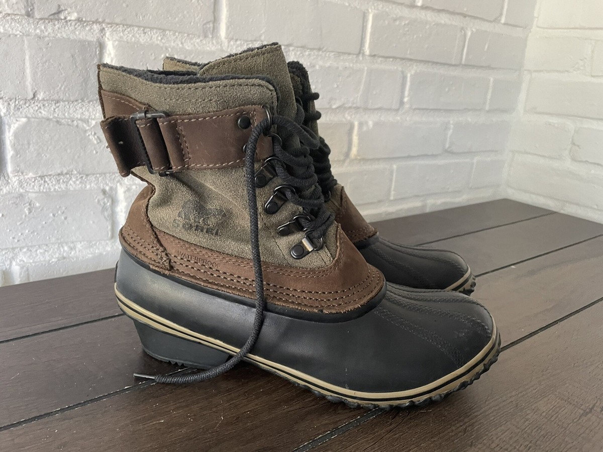 Sorel Olive and Black Lace-Up Boots Sorel Whitney Winter Snow Boots Womens 6.5 US Green  main image 4