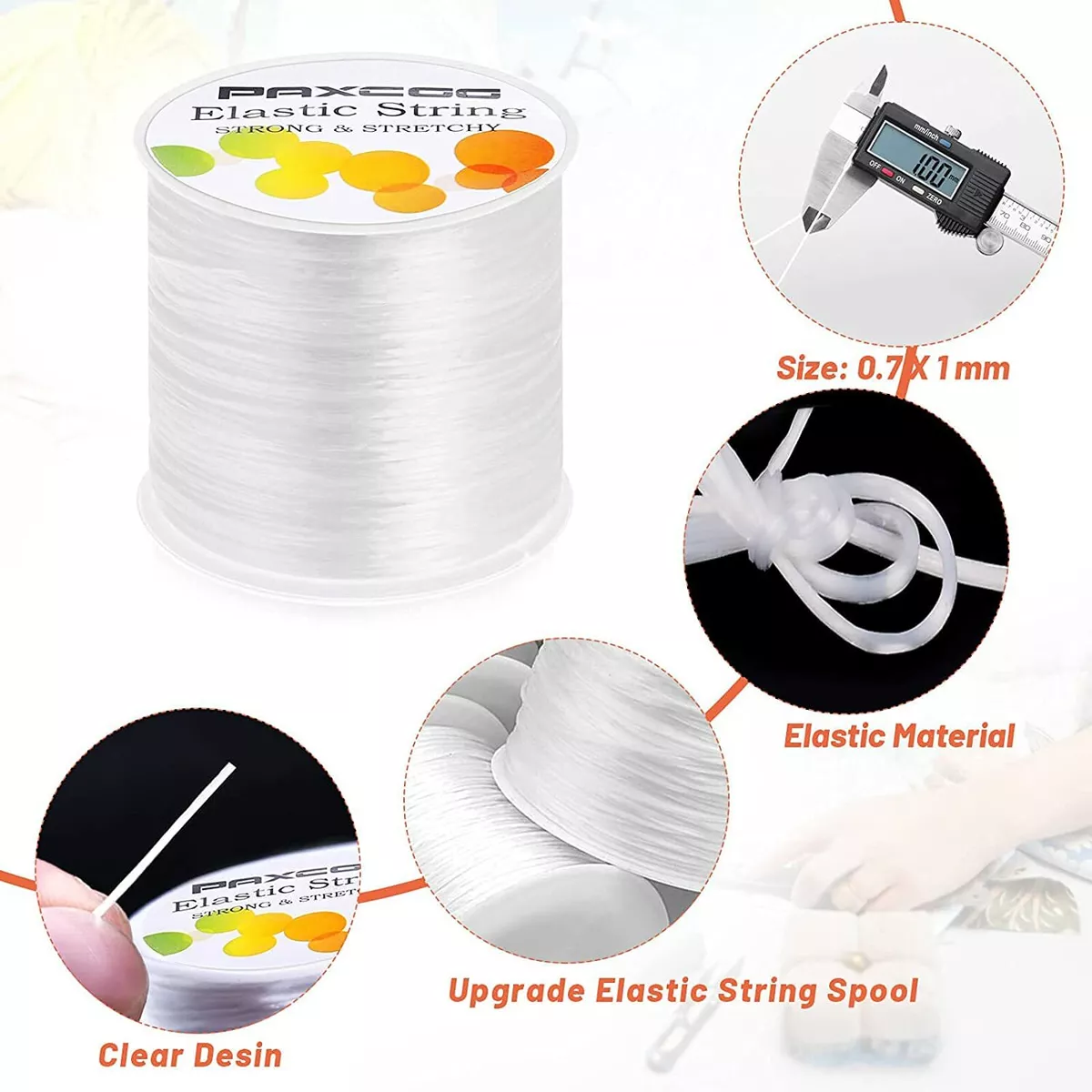 1 Roll 0.6mm Crystal Bead String, Elastic & Transparent Diy Jewelry Making  Thread, Easy To Go Through Beads(100m/Roll)