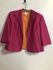 Coldwater Creek Women's Artsy Silk Collar Open Boxy Pink Blazer Jacket Sz P/L