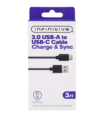 Infinitive 2.0 USB-A to USB-C  Cable Charge And Sync 3 Ft