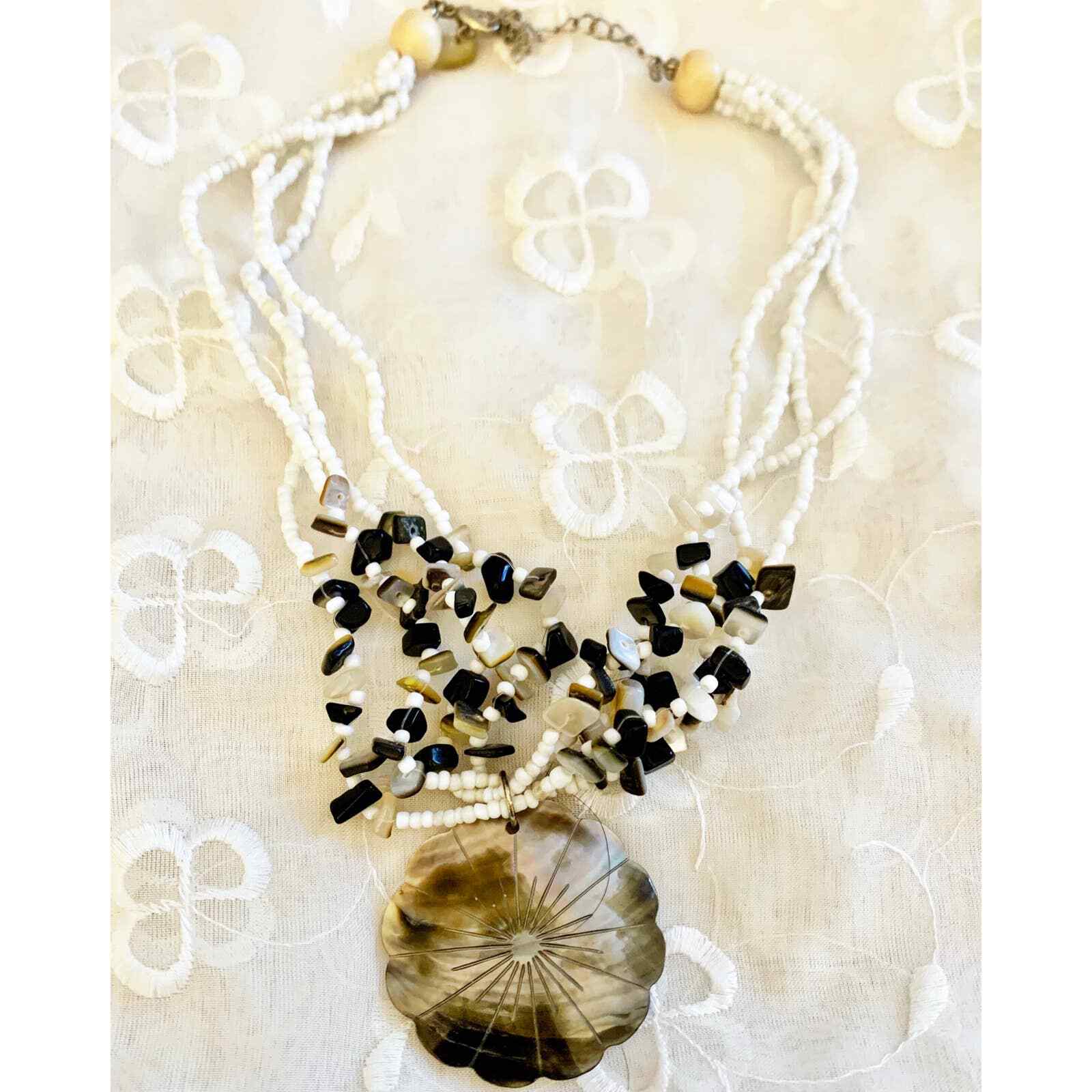 Shell necklace beaded multi strand - image 2