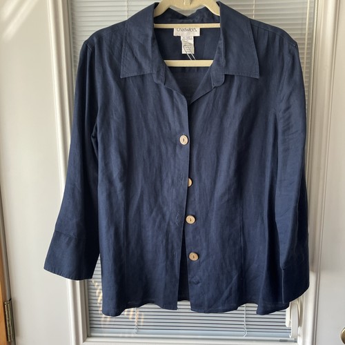 A- Chadwick’s Navy Linen 14 Shirt W - Bild 1 von 10