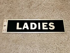 Vintage Cole LADIES Restroom Bathroom Aluminum Metal Adhesive Door Sign