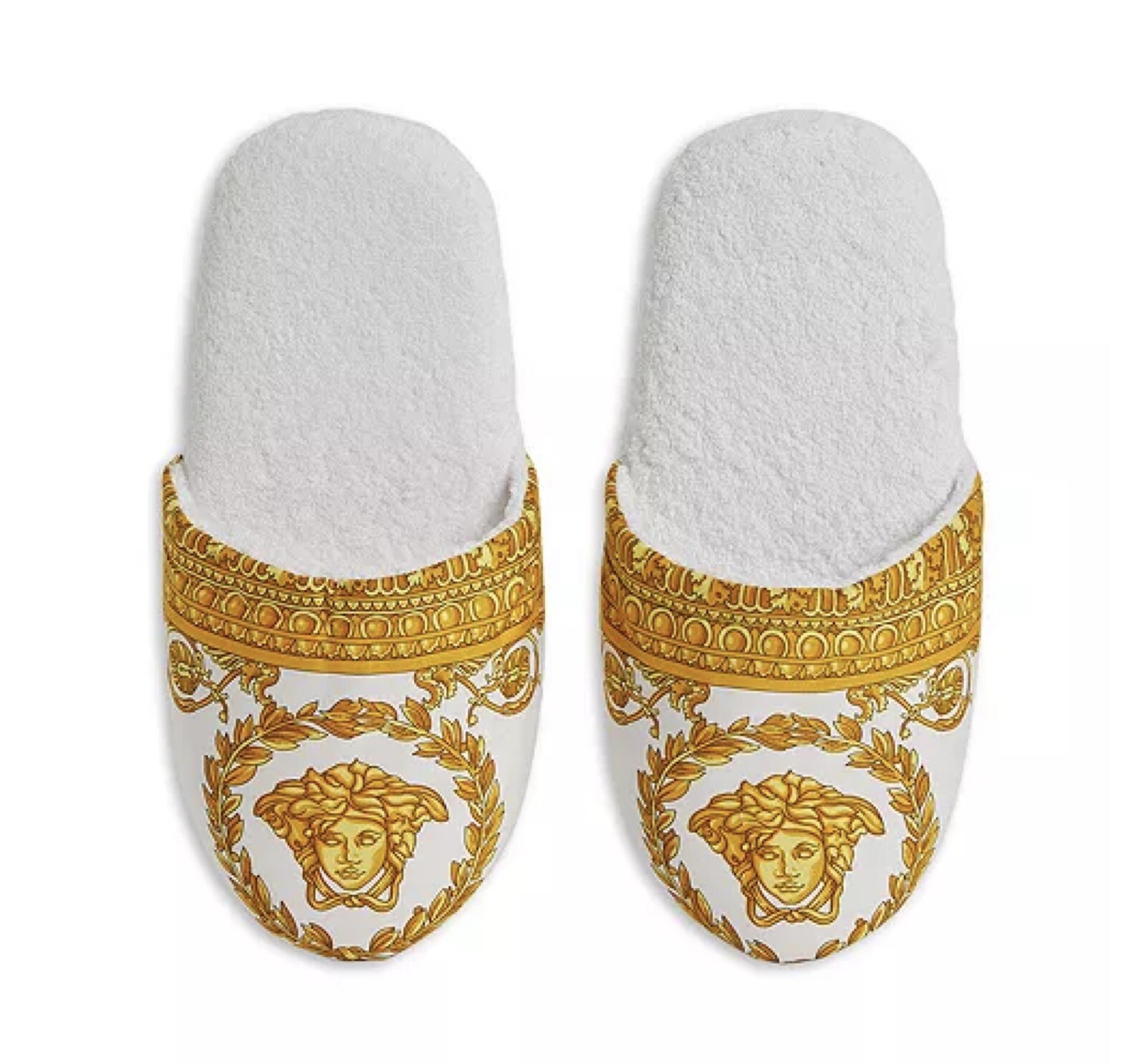 PANTOFOLA D’ORO Versace ciabatte donna Medusa barocca bianca e oro taglia M