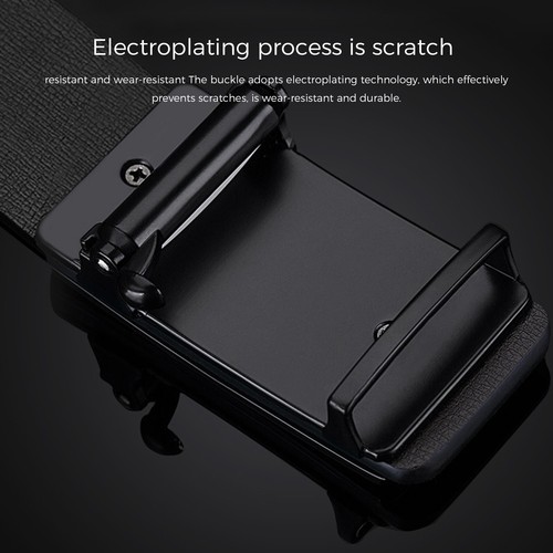 Luxury Men Genuine Leather Belt Automatic Buckle Ratchet Waist Strap Jeans. - Picture 16 of 24