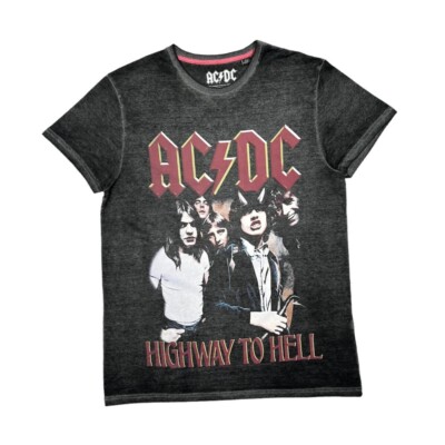 AC/DC ''Highway To Hell'' Faded Effect Hard Rock Band Grafik T-Shirt Large