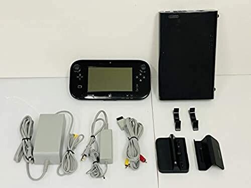 Nintendo Wii U Premium Set 32GB czarna konsola przenośna gotowy do gry zestaw Japonia - Zdjęcie 1 z 4