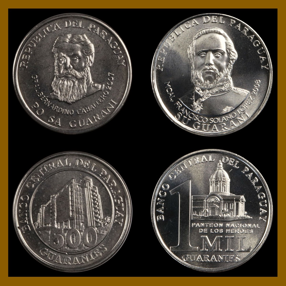 Paraguay 500 1000 (1,000) Guaranies (2 Coin Set), 2007/2008 Unc | eBay