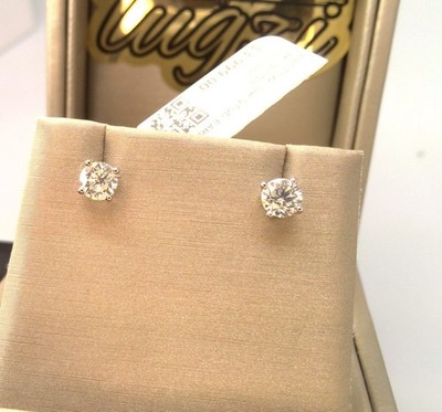 Best Deal ! 1.40Ct Round Natural Diamond Push Back Stud Earrings 14k White Gold