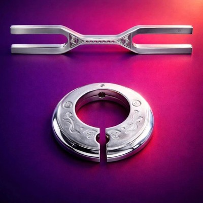 Riesige DNA Key Stimmgabel mit Solarklingel - D 288Hz & A 432Hz