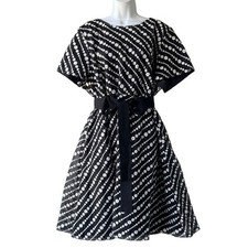 TALBOTS Organza Embroidered Sheath Dress Womens Plus 24W Black White Belted