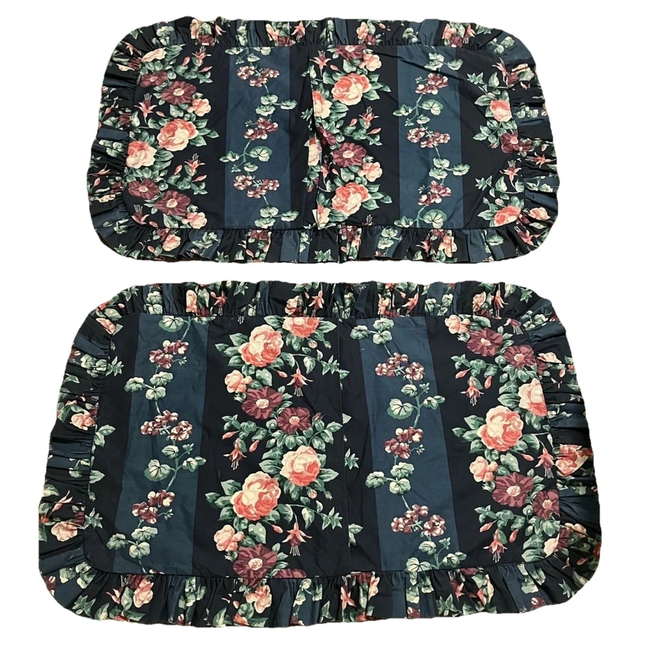 Juego de 2 fundas de almohada King con volantes florales verdes Laura Ashley Foto 3 de 4