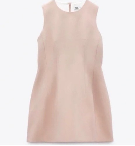 ZARA Voluminous Short Dress, Beige-Pink(pale pink) Large NWT - Picture 4 of 10