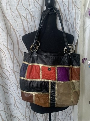 1990S Vintage Patchwork Tote Style Purse Shoulder Bag