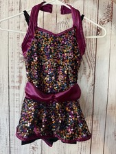 Costume Gallery Girls Purple Sequin Dance Leotard Dress, Size Child Medium