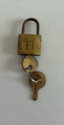 Vintage Mini Brass Padlock w Key Possible Salesman Sample H