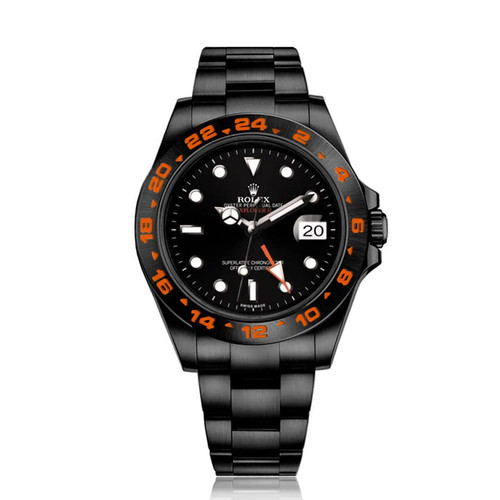 Rolex Explorer II Black PVD/DLC Coated Stainless Steel Watch Orange Numerals ...