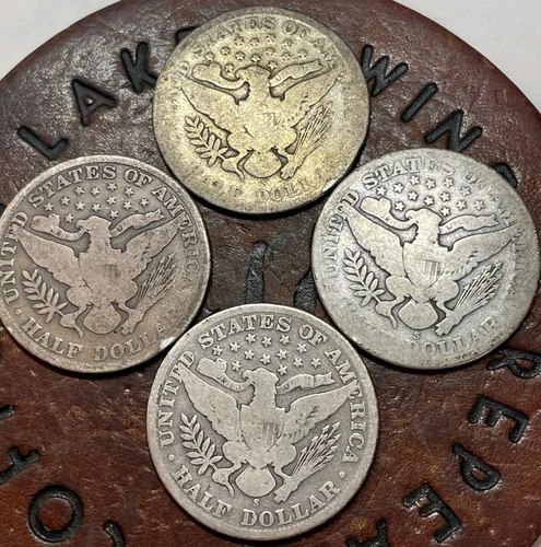 Barber Half Dollars Lot 4 Historic USA 🇺🇸 SILVER COINS