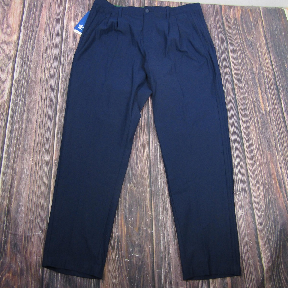 Adidas TWSTKNIT Pants Mens 34x32 Navy Blue F Pleat Golf Knit Dress