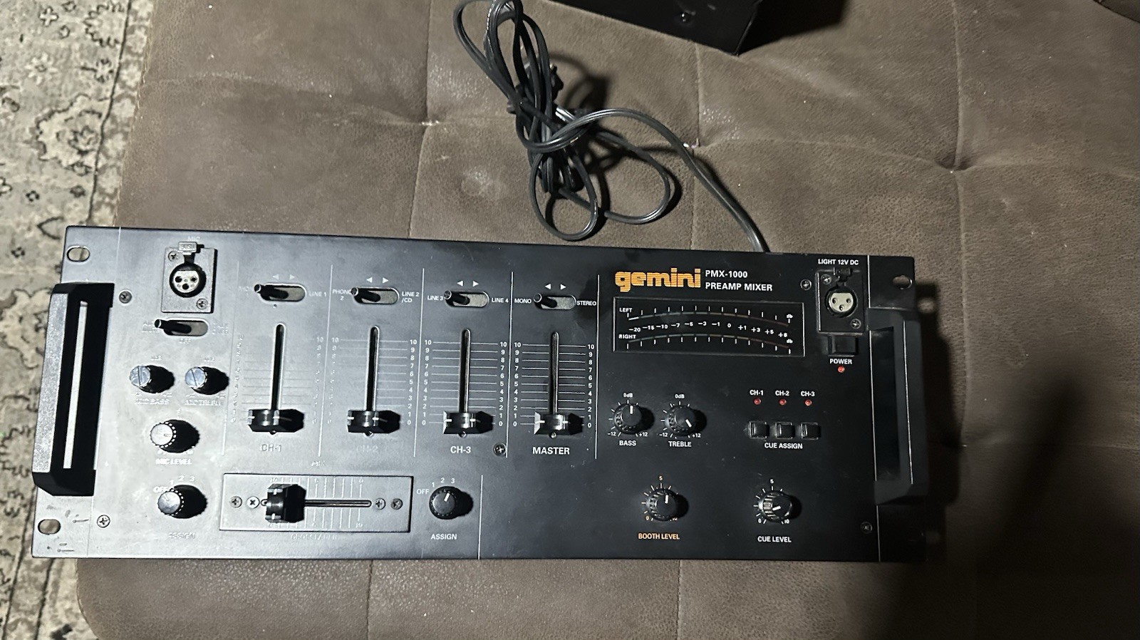 Gemini PMX-1000 DJ Mixer 3-Channel Analog Rack Mountable Black Equalizer