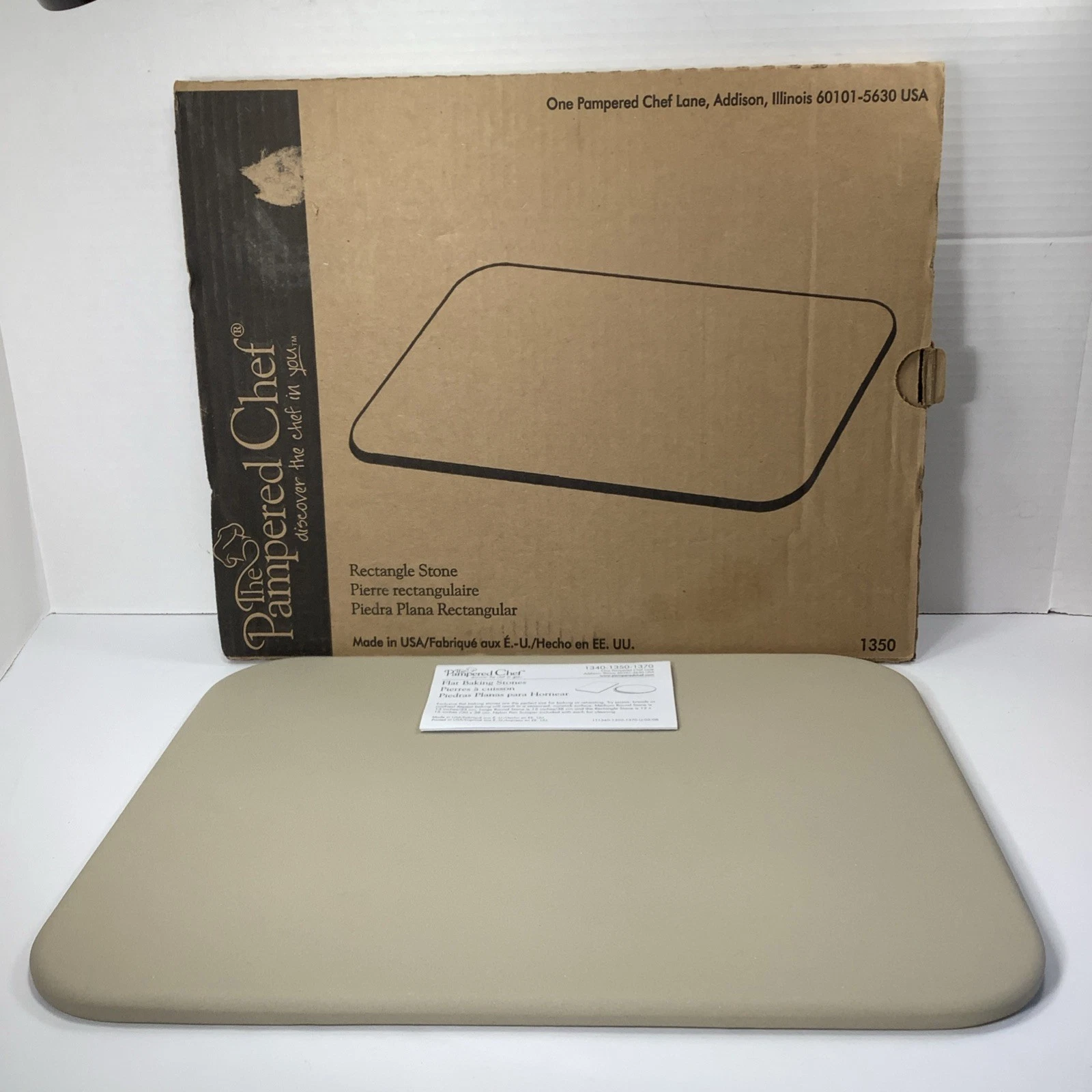 Pampered Chef 12x15 Rectangle Baking Stone 1350 Cookie Sheet Stoneware
