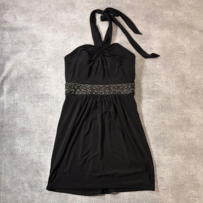 Black Laundry Halter Embellished Mini Dress