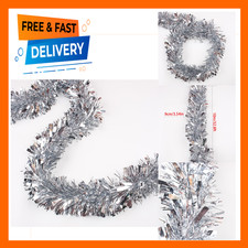 33FT Christmas Tinsel Garland Silver Shiny Metallic Foil Decorations for Party