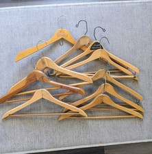 Vintage 50s/60s MCM Wooden Hanger LOT OF 10 Branded  Unmarked Heavy Duty