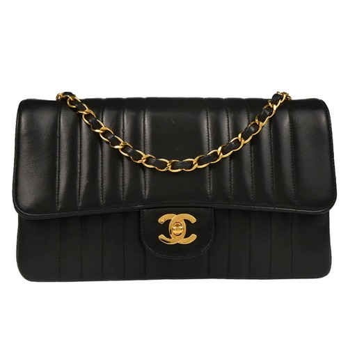 Chanel Black Lambskin Mademoiselle Single Flap Shoulder Bag 165732