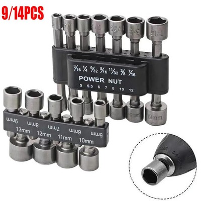 9/14PCS Hex Socket Bit Set with Extension Bar Metric Driver Tool Kit
