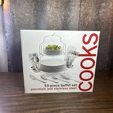 Cooks JCPenney Home 53 Piece Buffet Dinnerware Set Serves 8, NIB
