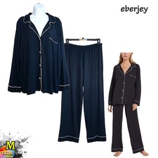 PO Eberjey Gisele TENCEL  Modal Size M, Long Sleeve Pajama Set PJ1018 Black