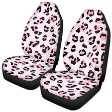 Print Car Seat Covers for Women Men, Thin Automobile Front Seat Pink Leopard