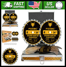 FOXBC 8" Carbide Stacking Dado Blade Set for Table Saws, 14 Piece