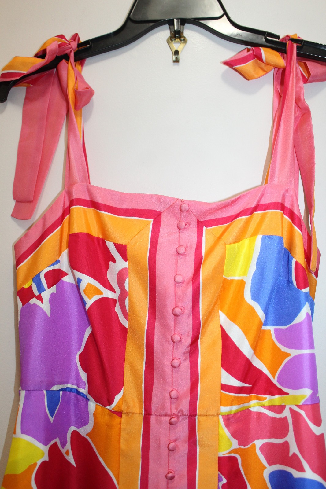 TRINA TURK CAMI MAXI DRESS 100% SILK SOIE PARADISE FLORAL MLTCLR  SZ 4 6 8 10 12