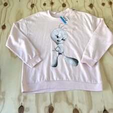 Women's Looney Tunes Size Large Tweety Bird Pullover Sweatshirt Pink